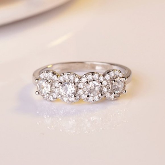 *NEW 925 Sterling Silver Diamond Halo Braided Ring - Picture 1 of 4